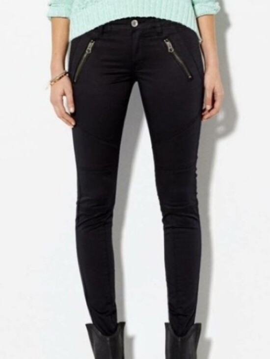 American Eagle Outfitters Pants - American Eagle Outfitters Black Skinny Moto Zip Pocket Ponte Pants